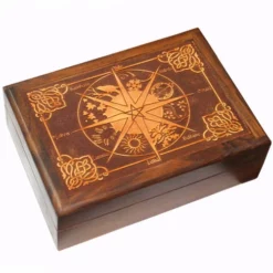 Wheel Of Year Carved Wooden Box