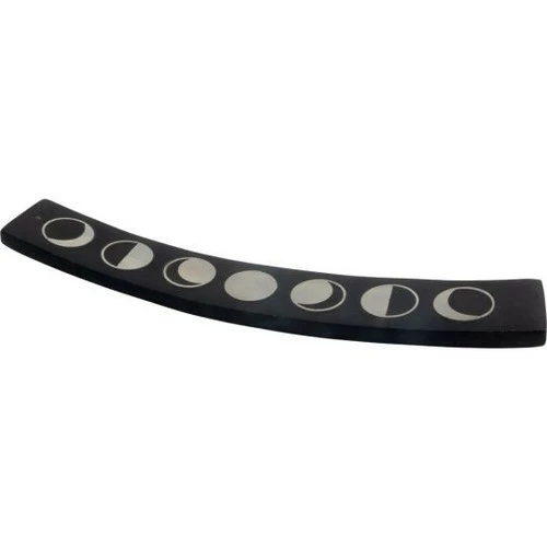 Moon Phases Incense Holder - Soapstone With Silver Inlay 1 Moon Phases Incense Holder - Soapstone With Silver Inlay