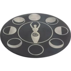 Goddess Moon Incense Plate - Soapstone With Silver Inlay