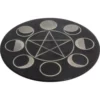 Pentagram Moon Phases Incense Plate - Soapstone With Silver Inlay