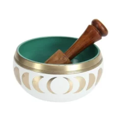Medium Singing Bowl With Moon Phases - White