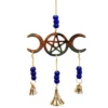 Moon Pentagram Bell Chime With Blue Beads