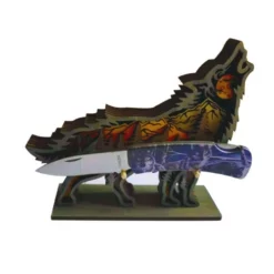 Wolves Folding Boline With Wolf On Stand