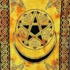 Magickal Designs Pentagram On Crescent Moon Tapestry