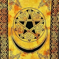 Magickal Designs Pentagram On Crescent Moon Tapestry