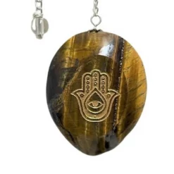 Pendulum Engraved Tiger Eye With Hasma