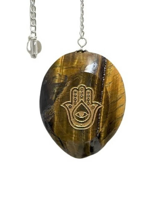 Pendulum Engraved Tiger Eye With Hasma 1 Pendulum Engraved Tiger Eye With Hasma