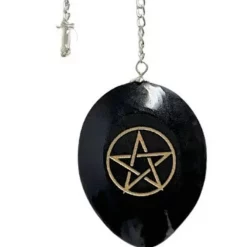 Pendulum Engraved Obsidian With Pentagram