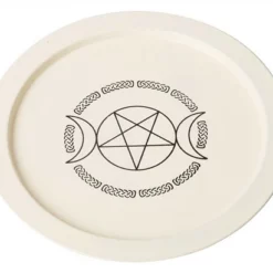 Offering Plate - White Pentagram Moons