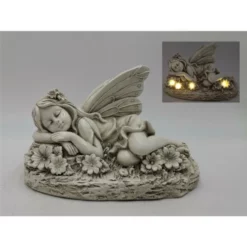 Fairies Garden Fairy Laying On Flower Bed With LED