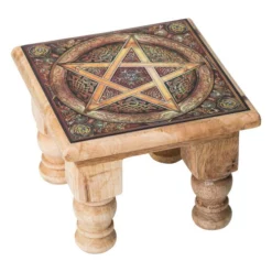 Carved Altar Table - Brown Pentacle Print