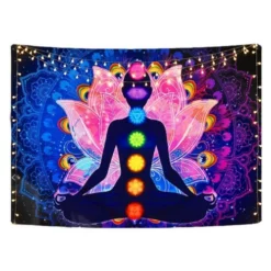 Peach Skin Tapestry - Chakra Buddha