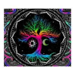 Peach Skin Tapestry - Neon Tree Of Life