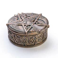 Crows & Ravens Trinket Box Gold Crow Pentagram
