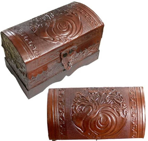 Leather Covered Box With Tree Of Life 1 Leather Covered Box With Tree Of Life